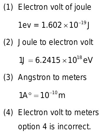 joules to electron volts.